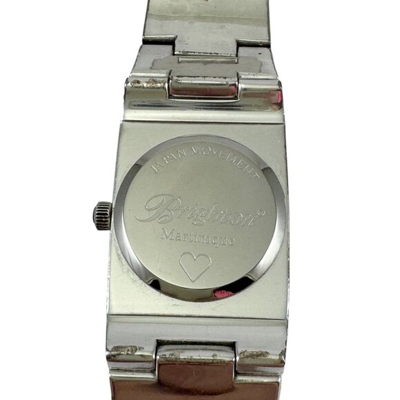Brighton Martinique Wrist Watch Enamel Flowers Quartz Japan Movement Silvertone - Picture 8 of 8